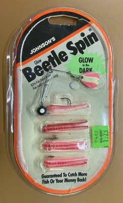 Винтажный светящийся в темноте жук Джонсон спин розовый цвет, в оригинальной упаковке - Изображение 1 из 3