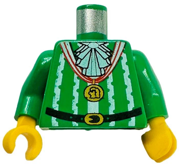 LEGO Armada Imperial Capitán Minifigura Torso Rayas Verdes Medalla Piratas 6281 MF Foto 1 de 3