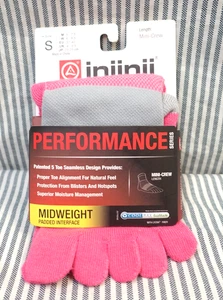 INJINJI PERFORMANCE SERIES-COOLMAX PINK/GRAY 6-8.5 MINI-CREW MODERATE TOE SOCKS - Picture 1 of 5