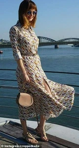 Sandro stivali cowboy stampa cintura midi camicia abito bootseen western cowgirl - Foto 1 di 17