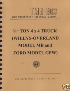 TM9 803 ~ MB / GPW WWII Jeep Manual ~ Reprnt