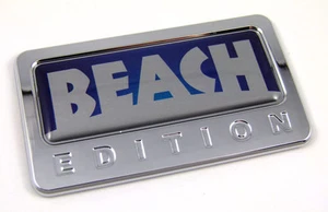 Beach Edition Chrome Emblem with domed decal c/w adhesive Car Auto Badge - Foto 1 di 2