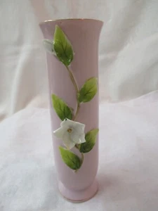Vintage Lefton pink Bud Vase with applied Blossoms Flowers #MM191 - Picture 1 of 5