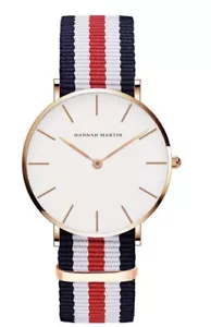 Hannah Martin Watch Classic Canterbury Blue-White-Red/Rose Gold Watch, 40mm NATO - Picture 1 of 1