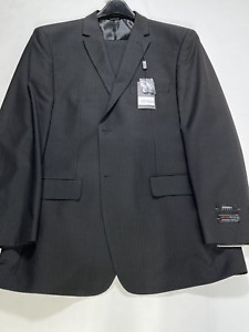 Mens Angelo Rossi Black Flat Front 2 Button Suit Size 44R NEW