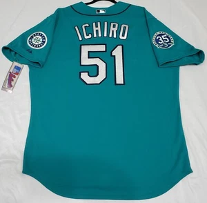 AUTHENTIC MAJESTIC ICHIRO SUZUKI 52 2XL, SEATTLE MARINERS TEAL Jersey - Picture 1 of 6