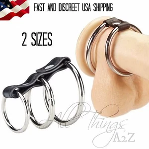 Strict Male Cock Ring Enhancer Gates of Hell Leather Metal Chastity Bondage BDSM - Picture 1 of 10
