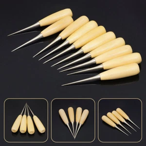 Leathercraft Awl Pinpoint Hole Punching Wood Handle Sewing Leather Craft Tool x1 - Picture 1 of 14