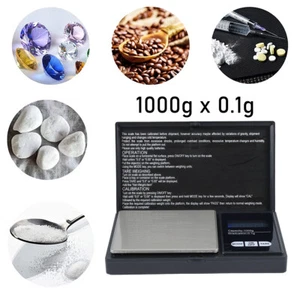 Portable 1000g x 0.1g Digital Scale Jewelry Pocket Balance Gram LCD Herb Gold - Picture 1 of 10