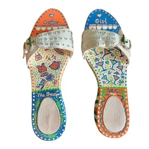 Vtg Florida GATORS Dr Scholl's Wooden Hand Painted The Swamp Sandals Shoes Sz 6 - Picture 1 of 17