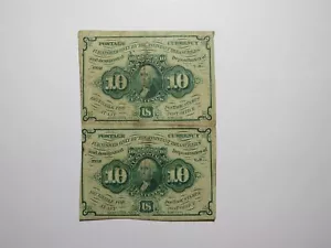 1863 $.10 First Issue Uncut Pair Fractional Currency Obsolete Postage Bank Note - Picture 1 of 2