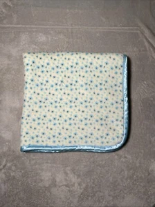 Blumen Babydecke klein blau Blumen creme Sherpa Satinborte weich Plüsch Lovey - Bild 1 von 4