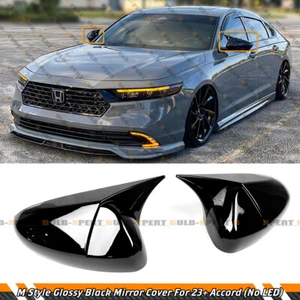 FOR 2023-2025 ACCORD M STYLE GLOSS BLACK SIDE MIRROR COVER CAP OVERLAY W/O LIGHT - Picture 1 of 5