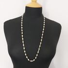 Gold Tone Hematite Small Square Beads Faux Pearl Necklace Costume Jewellery