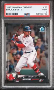 2017 Bowman Chrome Mookie Betts #63, PSA 9 POP 1, No 10, New Grade - Bild 1 von 3