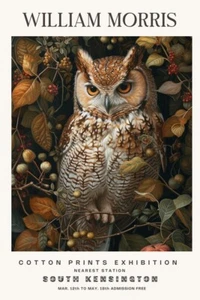 William Morris Vintage Owl Cotton Exhibition Flowers Prints Wall Poster Print - Picture 1 of 6