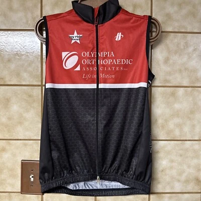 Hincapie Women’s Cycling Running Athletic Training Wind Vest, Black Red Sz L - Image 1 of 4