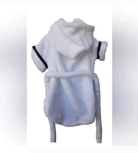 Hund weiß schwarz Plüsch Kapuze Gr. Large Robe NEU - Bild 1 von 3