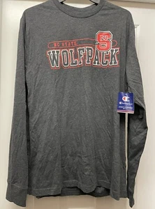 NWT NC State Wolfpack Champion Charcoal Grey LS Shirt Men's L - Picture 1 of 5