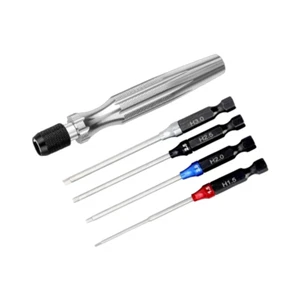 SpeedTek RC Hex Driver Power Tool Tip Set (Metric) w/ Handle (Silver) - Picture 1 of 1
