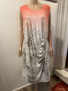 Calvin Klein Dress Size 2X coral to Beige and Cream Gathers to side with gold - Picture 1 of 7
