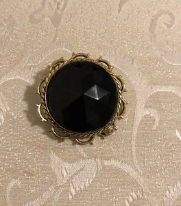 Vintage Schmuck Brosche schwarz und goldfarben schlicht raffiniert - Bild 1 von 3