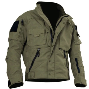 Giacca uomo pilota motociclista cappotto casual sciolto outwear zip supporto colletto - Foto 1 di 13
