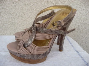Joan & David Slingback Platform Shoes 7.5 M Cream Animal Print - Picture 1 of 6