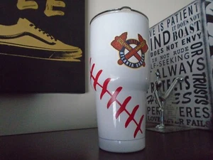 Atlanta Braves White Stainless Steel Tumbler Mug With Straw & Cleaner 30 Ounces - Picture 1 of 2
