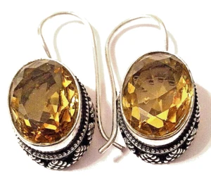 Vintage C I T R I N Edelstein 925 Sterlingsilber Schmuck Ohrring