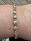 Beautiful AVN 14K Yellow Gold Bracelet With Clear Stones - 7 1/2" - 6.1 Grams