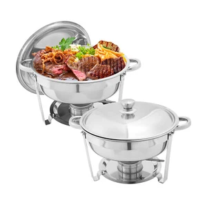 5QT Stainless Steel Chafing Dish Set, Round Catering Food Warmer, 2/4/6/8 Pack - Picture 1 of 44