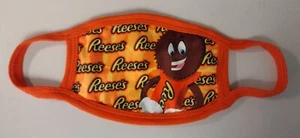 NEW COTTON CLOTH YOUTH FACE MASK ORANGE REESES CANDY BAR DESIGN REUSABLE HERSHEY - Picture 1 of 8