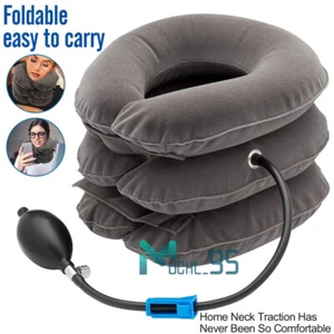 Cervical Neck Traction Device Collar Brace Support Pain Relief Stretcher Therapy - Picture 1 of 19