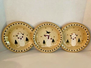 3 Sonoma Lifestyle Snowman 8" Salad Dessert Plates Kohls Christmas plates Beige - Picture 1 of 8