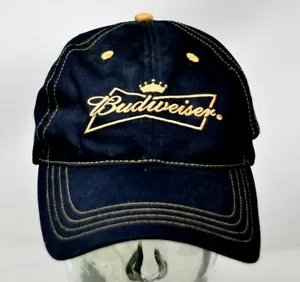 Budweiser Beer Baseball Hat Black w/ Gold Logo Snapback Cap King Of Beers  - Picture 1 of 4
