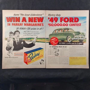 Kraft Parkay Margarina Concurso Ganar Un Ford Car Prize 1948 Vintage 2 Pg Anuncio Impreso - Imagen 1 de 6
