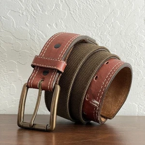 Chippewa Leder Canvas Braun Gürtel Herren 40 Hergestellt in den USA Grün Western - Bild 1 von 12