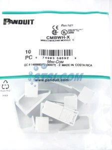 Módulo en blanco Panduit CMBWH-X Mini-Com, paquete de 10, blanco ~ STSI - Imagen 1 de 3
