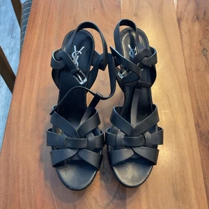 Zapatos de plataforma YSL Yves Saint Laurent Tribute correa al tobillo sandalias tacones 40 - Imagen 1 de 5