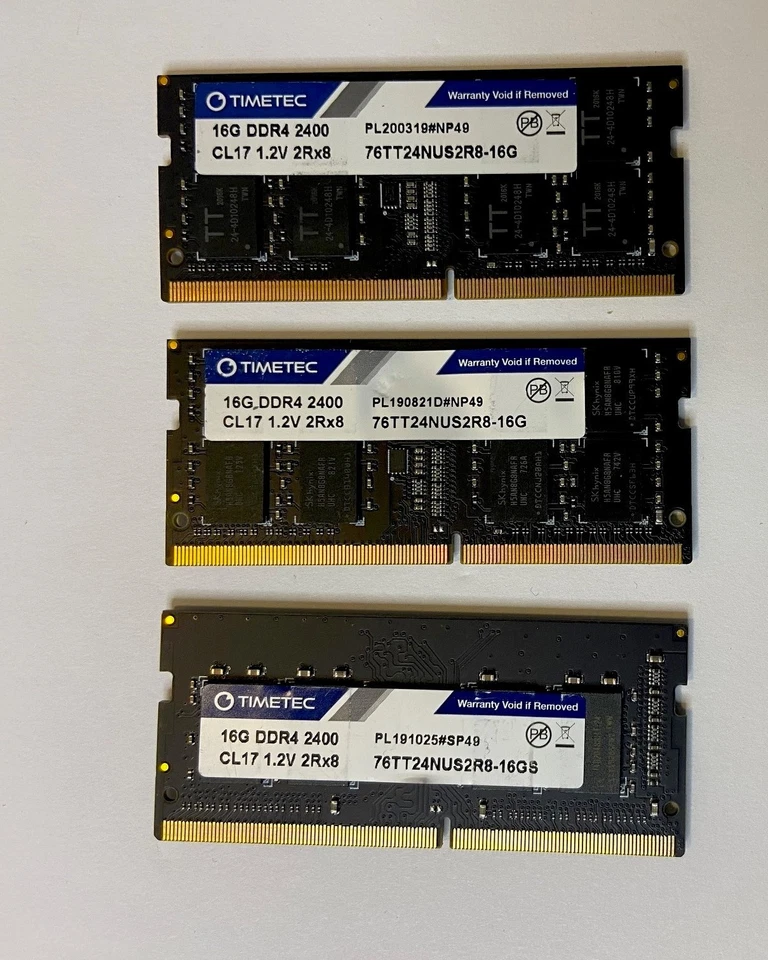 48Gb Kit - 3X 16GB DDR4-2400 TimeTec SoDIMM RAM - Image 1 of 1
