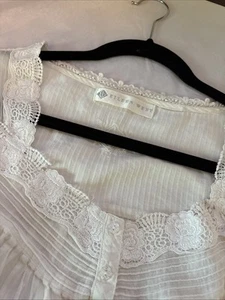 Camisón Eileen West L? 100 % algodón manga gorra pintuck encaje bolsillos blancos - Imagen 1 de 6