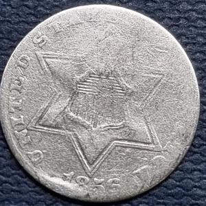 1856 Three Cent Piece 3c Silver Trime Circulated #96738 - Picture 1 of 2