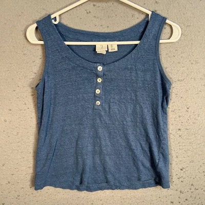 Joie Blue Linen Henley Tank Top Womens Size Small Sleeveless - Изображение 1 из 4