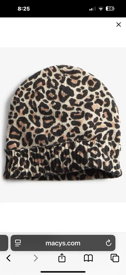 Gorro Charter Club Cashmere Leopardo Puños Talla Única Foto 1 de 1