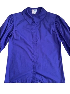 Vtg! 80’s Women Shirt Sz 5/6 Puff Sleeve Western Button Down Purple NICE! - Picture 1 of 10