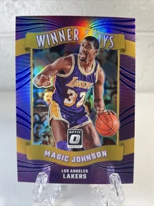 2023-24 Donruss Optic Winner Stays Magic Johnson Purple Holo #11 - Picture 1 of 3