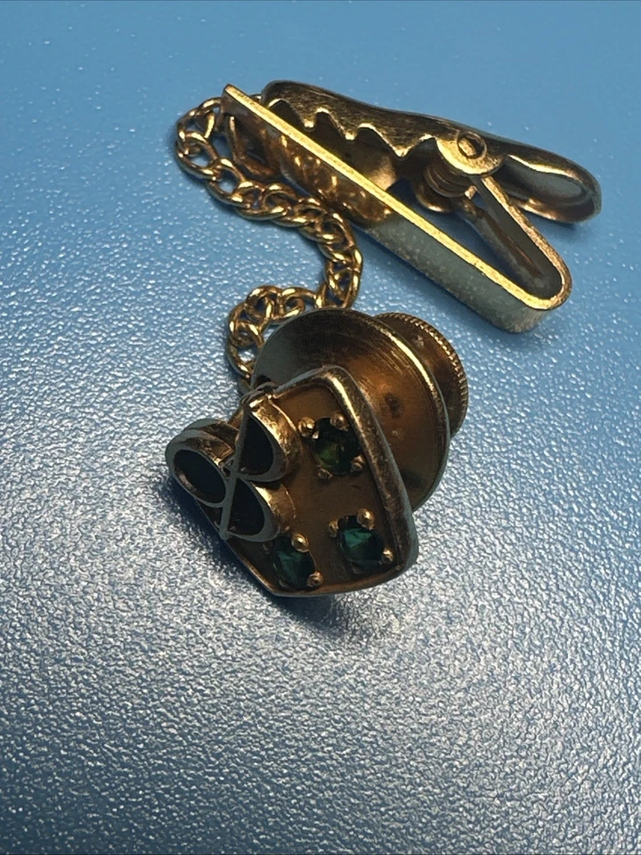 Corbata vintage oro 14k 3 esmeraldas Foto 1 de 4