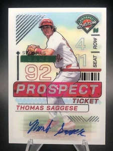 Thomas Saggese 2024 Panini Prospect Ticket Auto Autograph Card #61 Cardinals - Picture 1 of 5