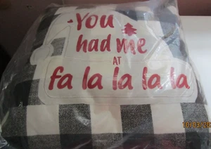 New Mina Victory Home Accents Christmas Pillow Plaid 18 X 18 in Fa La La - Picture 1 of 3